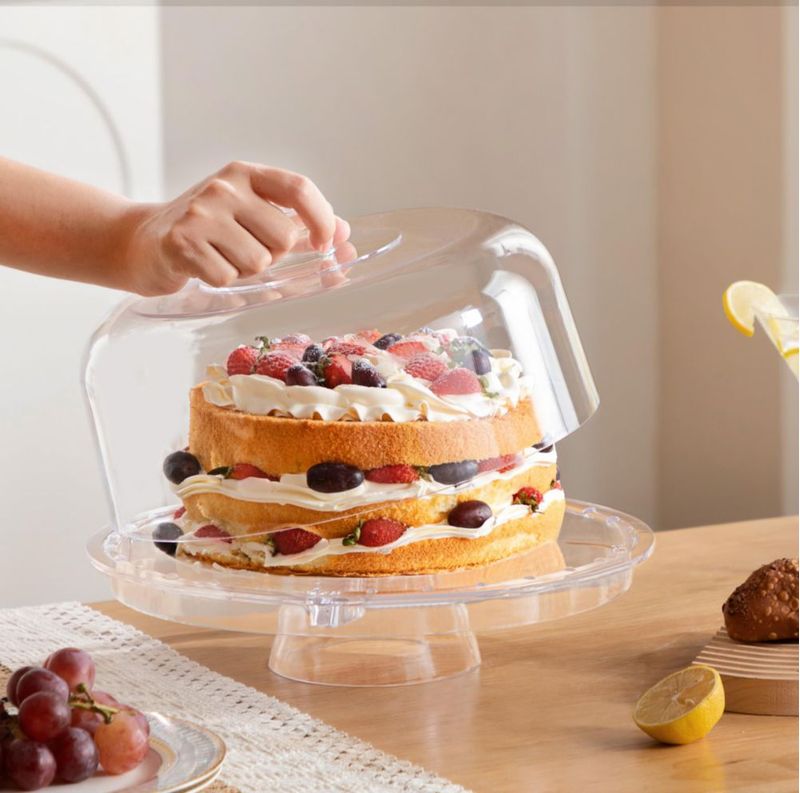 Soporte para pastel HBlife de 31 cm con tapa 6‑en‑1 acrílico