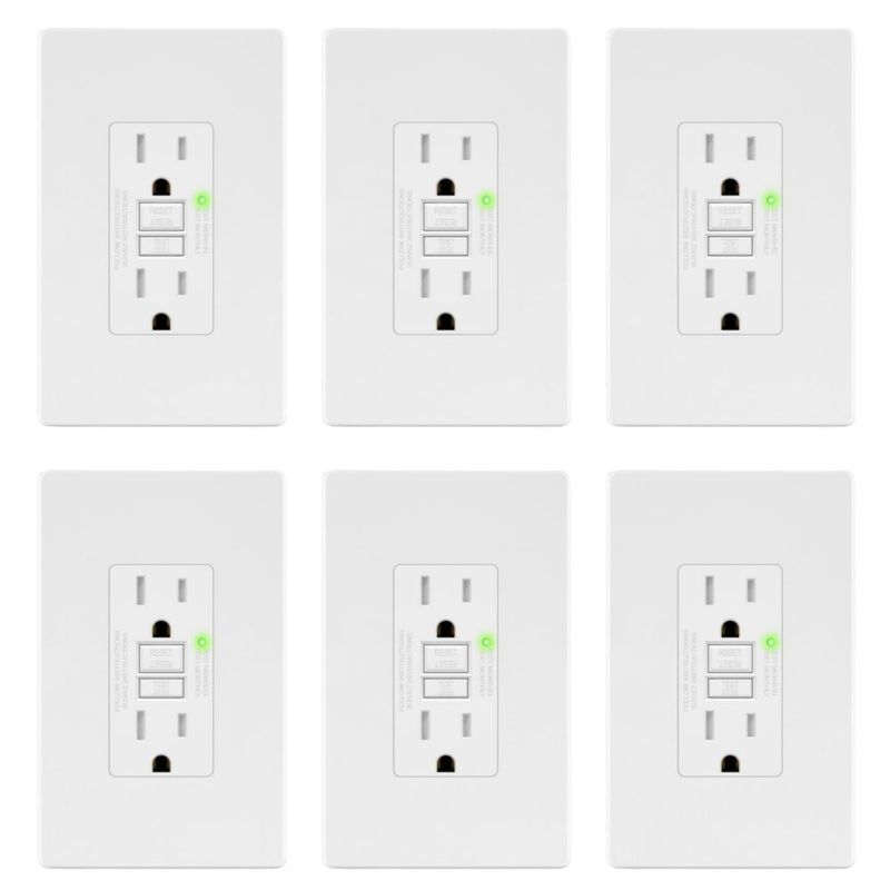 Enchufe GFCI LIDER 15 A Paquete de 6 Blanco Mate Certificado ETL