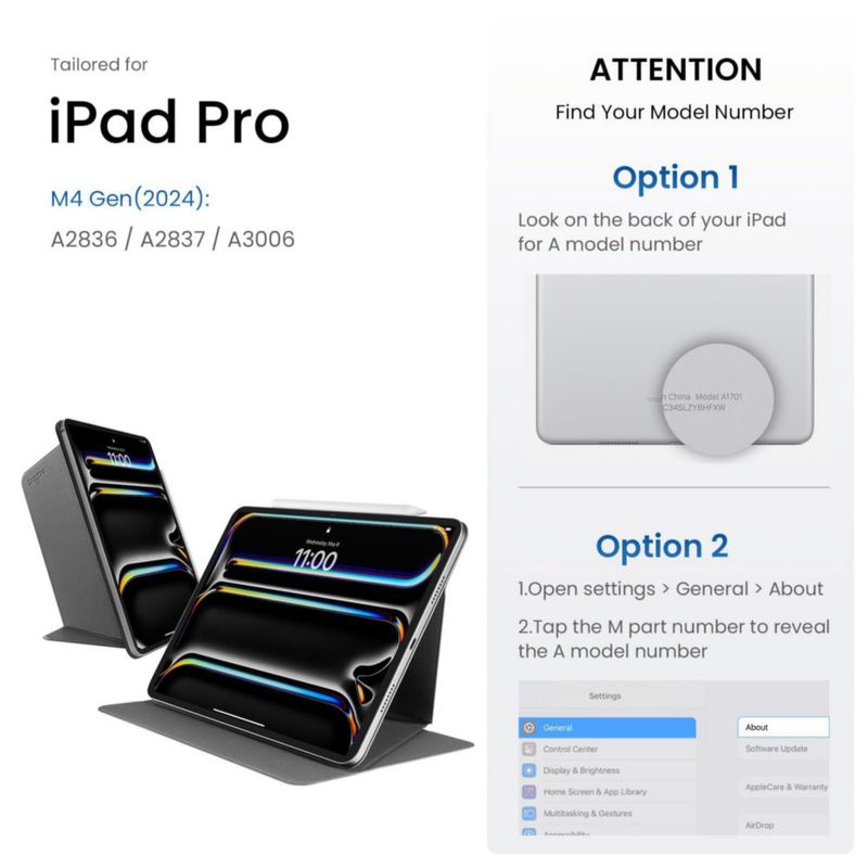 Funda para iPad tomtoc 11" M4 de Fibra de Vidrio y 4 Modos