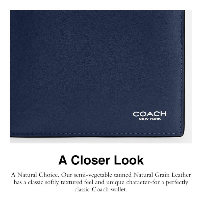 Billetera Coach 10 cm Cuero Natural 3‑en‑1