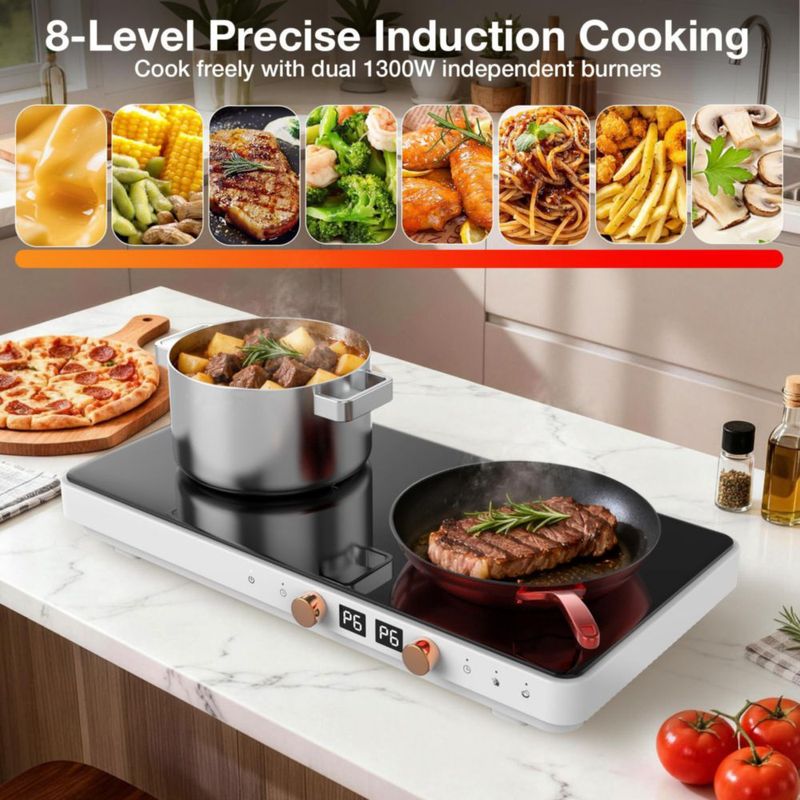 Placa de inducción ANHANE 1800 W 2 quemadores 110 V Parrilla y estufa