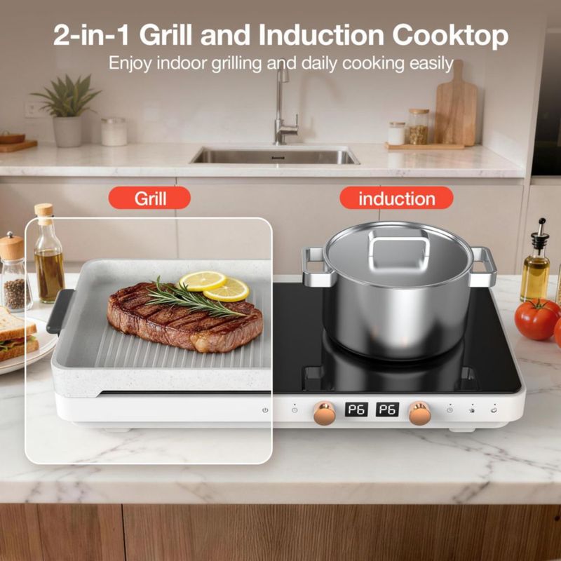 Placa de inducción ANHANE 1800 W 2 quemadores 110 V Parrilla y estufa