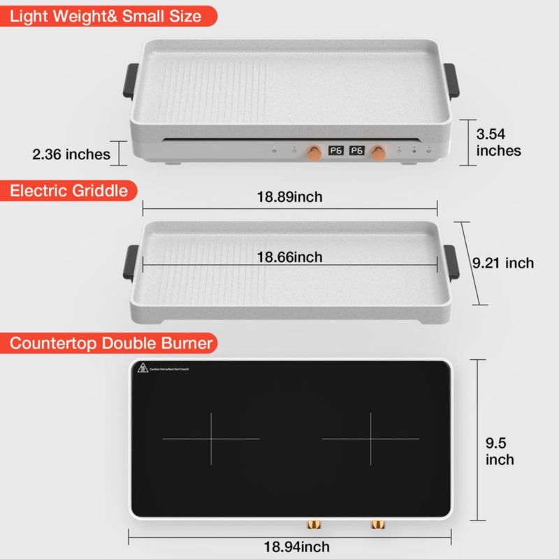 Placa de inducción ANHANE 1800 W 2 quemadores 110 V Parrilla y estufa