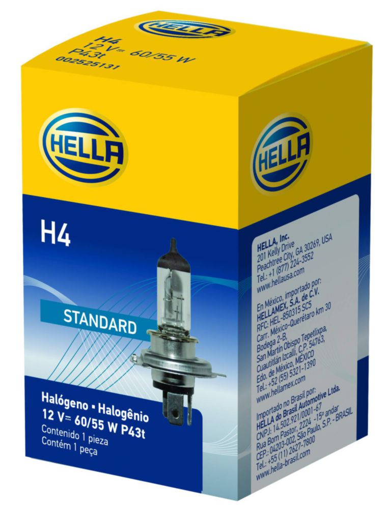 Bombilla HELLA H4 12V 60/55W Halógena Estándar