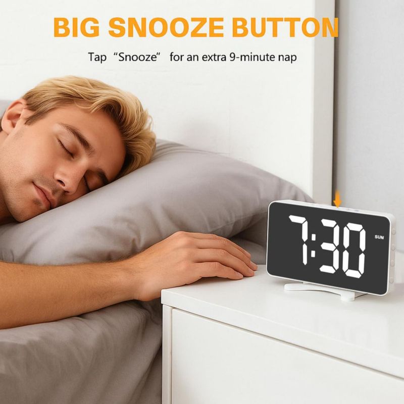 Reloj Despertador RUENVUE con Regulación de Brillo y Doble Puerto USB