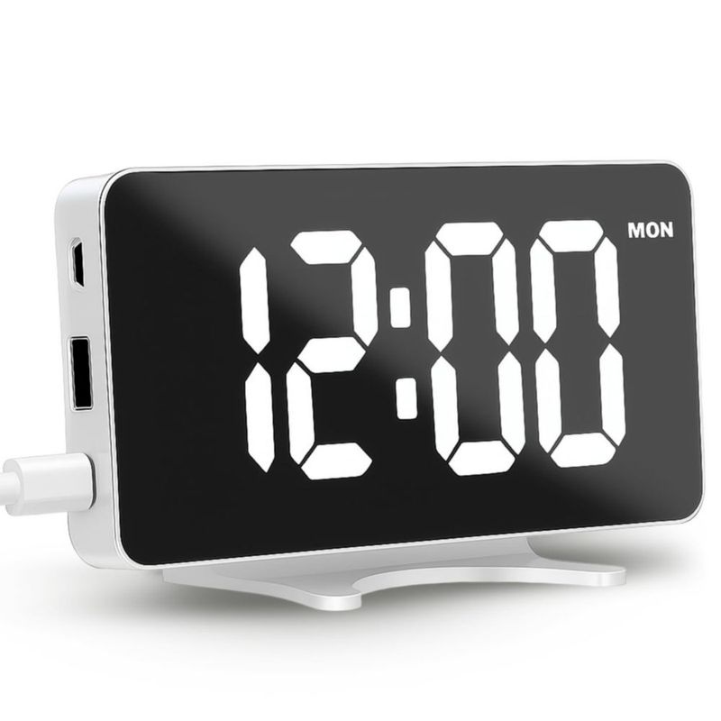 Reloj Despertador RUENVUE con Regulación de Brillo y Doble Puerto USB