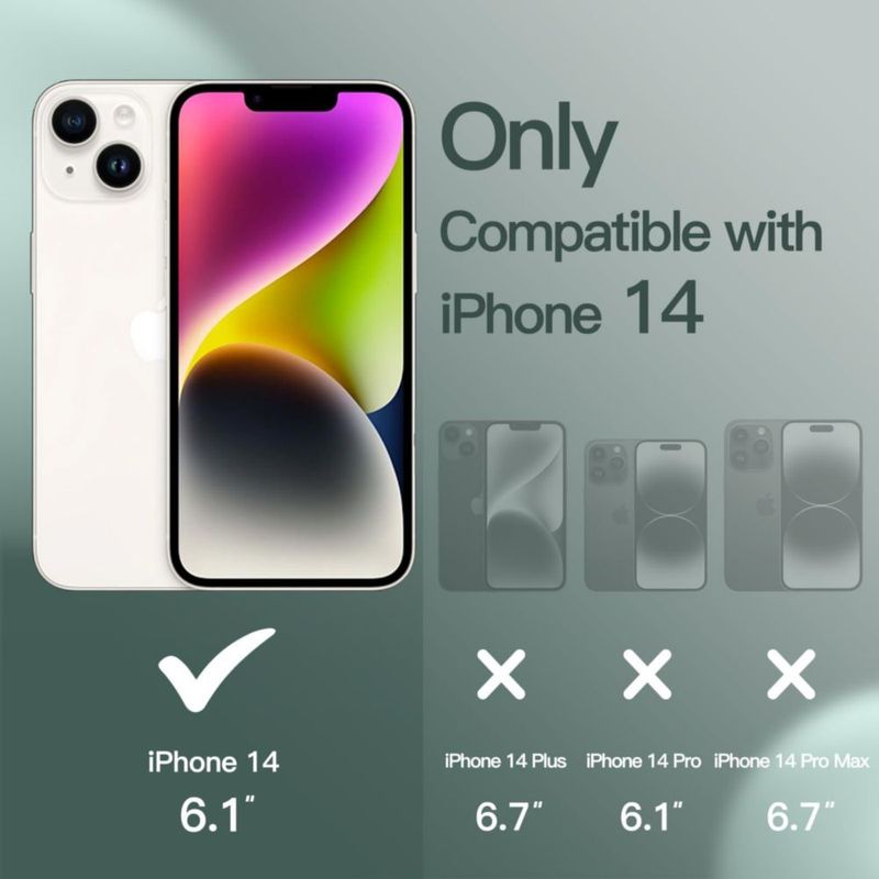 Funda de silicona JETech para iPhone 14 en Verde medianoche con carga inalámbrica