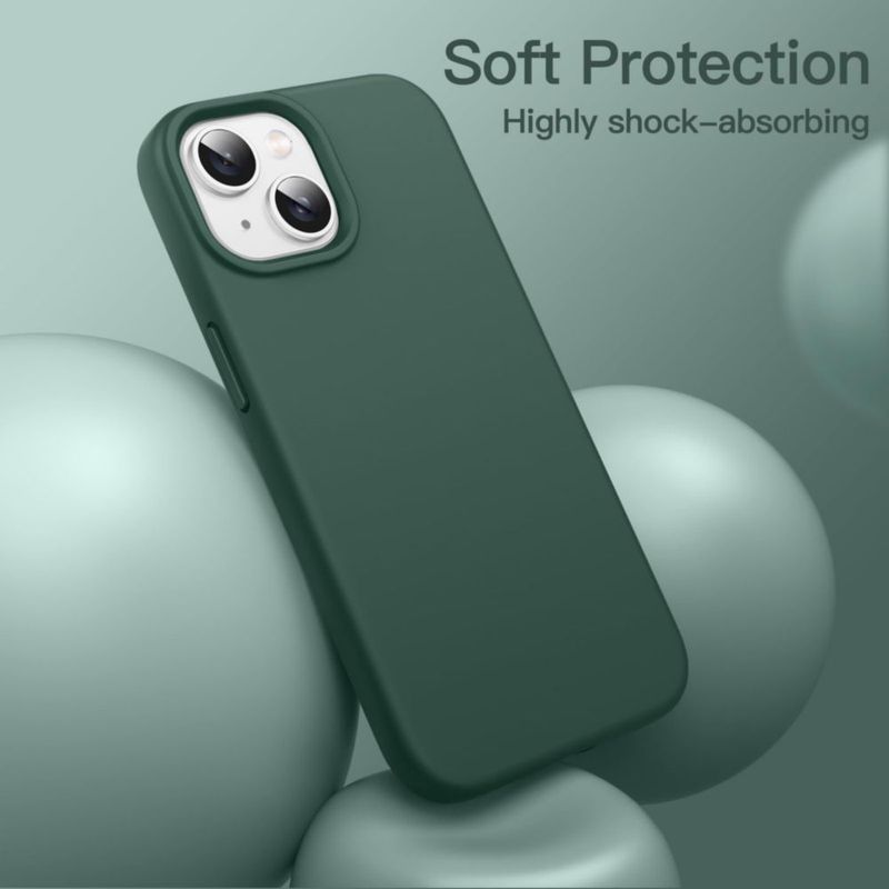 Funda de silicona JETech para iPhone 14 en Verde medianoche con carga inalámbrica