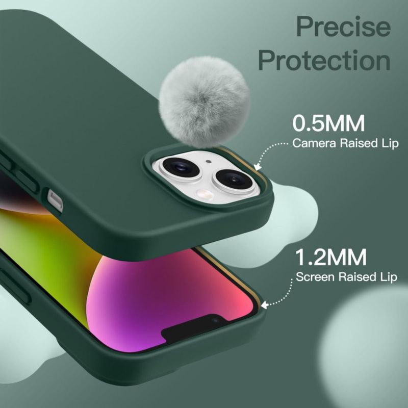 Funda de silicona JETech para iPhone 14 en Verde medianoche con carga inalámbrica