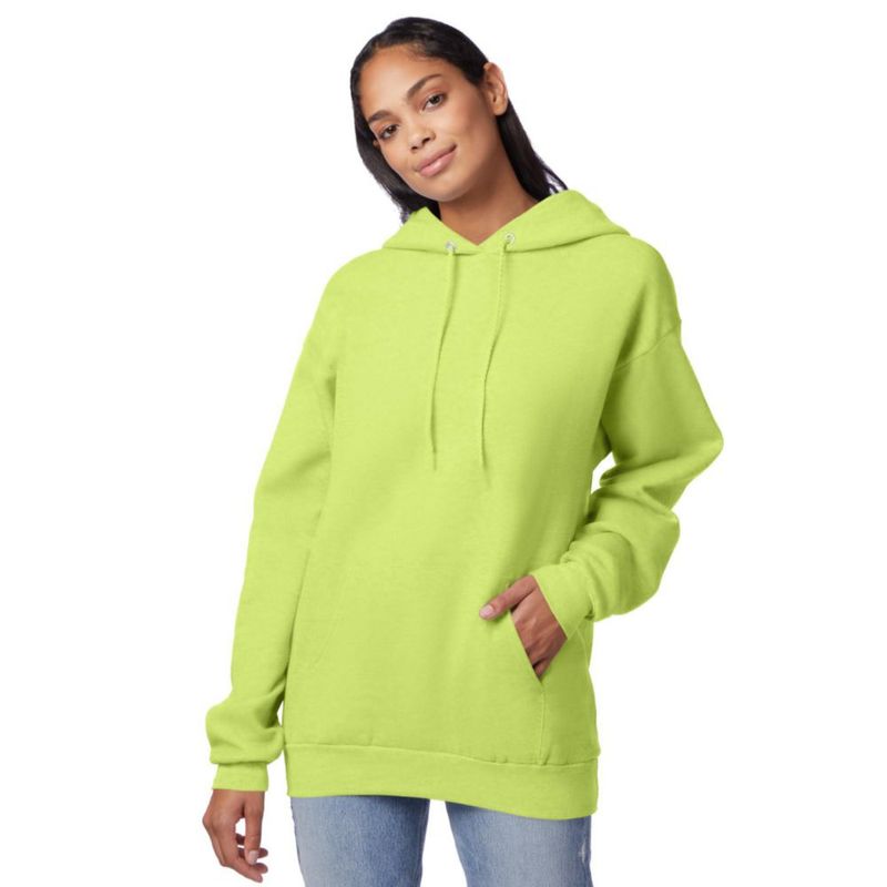 Sudadera con capucha Hanes EcoSmart verde seguridad talla M