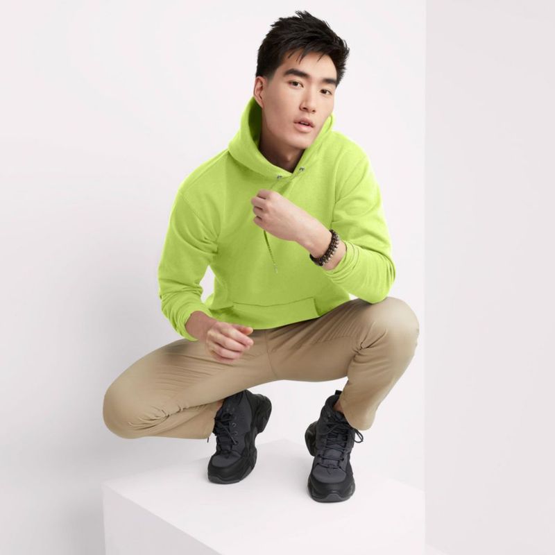 Sudadera con capucha Hanes EcoSmart verde seguridad talla M