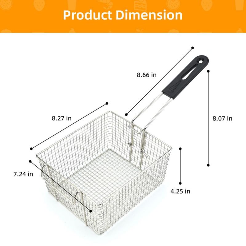 Cesta para freidora eléctrica Delizon 18x21x11 cm juego de 2 mango de goma