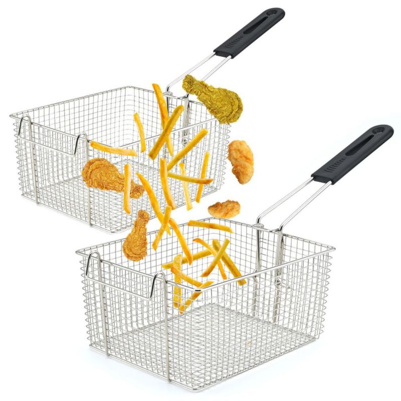 Cesta para freidora eléctrica Delizon 18x21x11 cm juego de 2 mango de goma