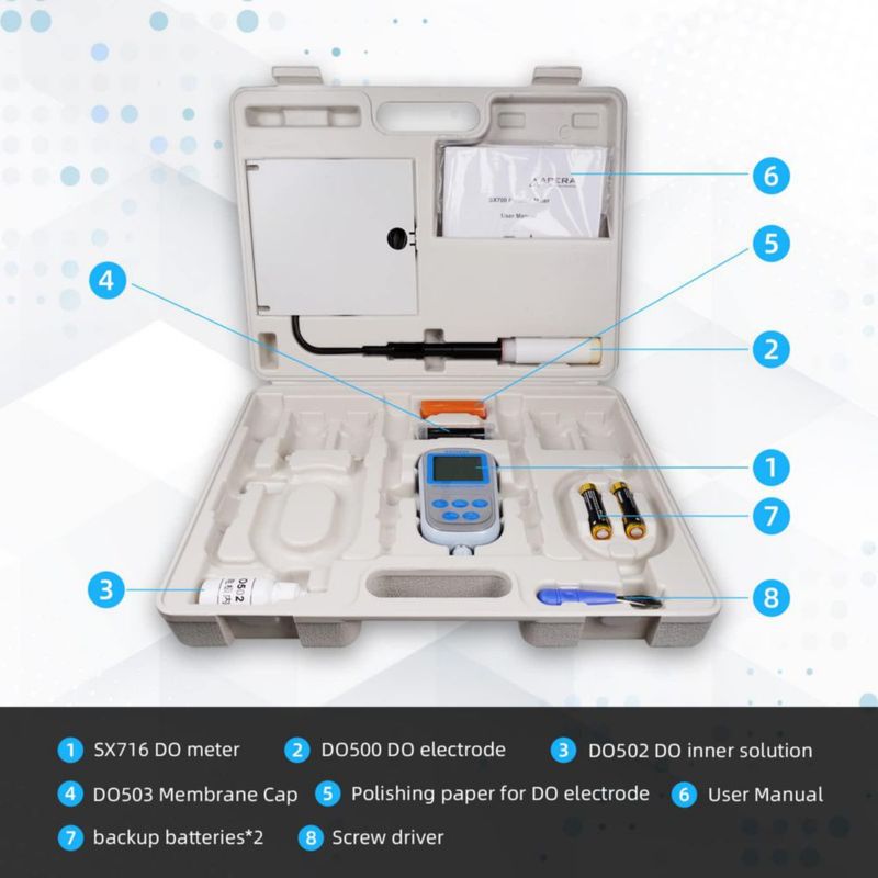 Medidor de Oxígeno Disuelto Apera Instruments SX716 Impermeable Plata