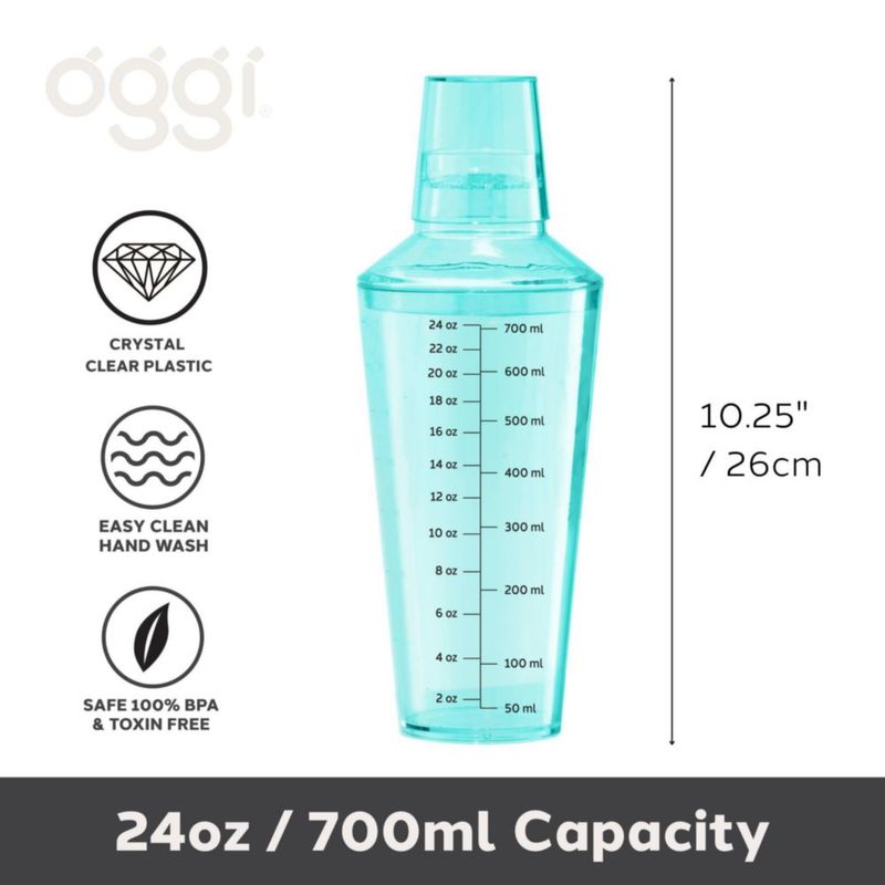 Coctelera Oggi de 700 ml de plástico transparente con colador incorporado