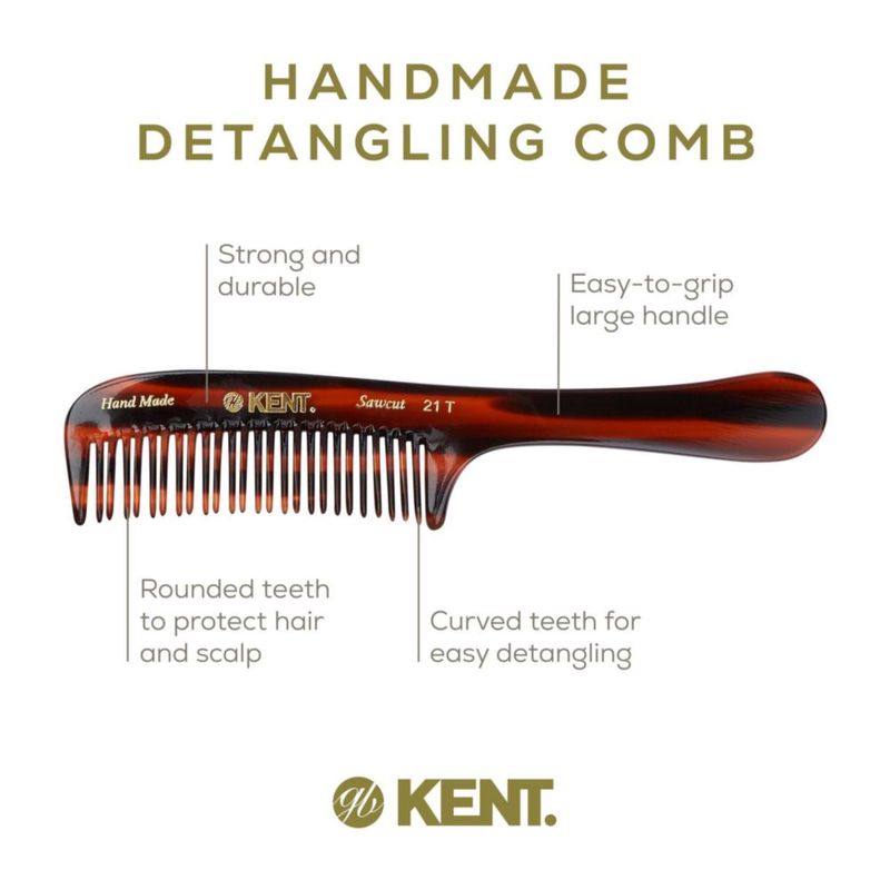 Peine KENT 21T de Carey de Dientes Anchos Hecho a Mano