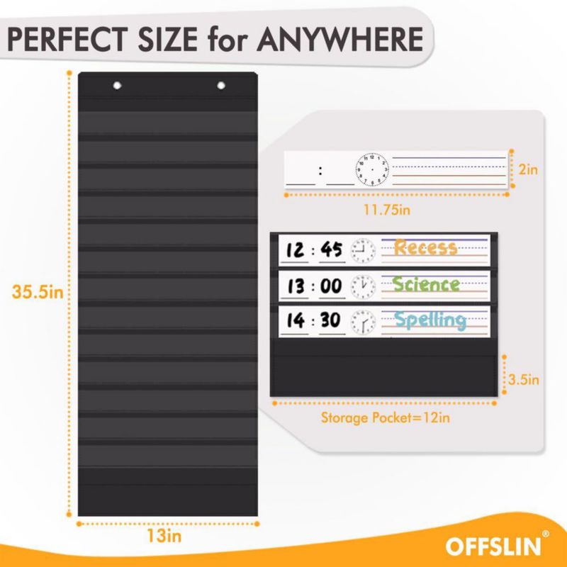 Planificador de Horario OFFSLIN 91 cm 13+1 Bolsillos Pizarra de Borrado en Seco