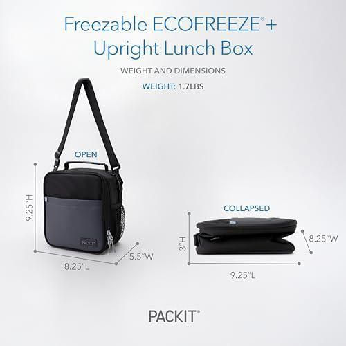 Lonchera PackIt 21x15x23 cm Negro/Gris con Correa Cruzada