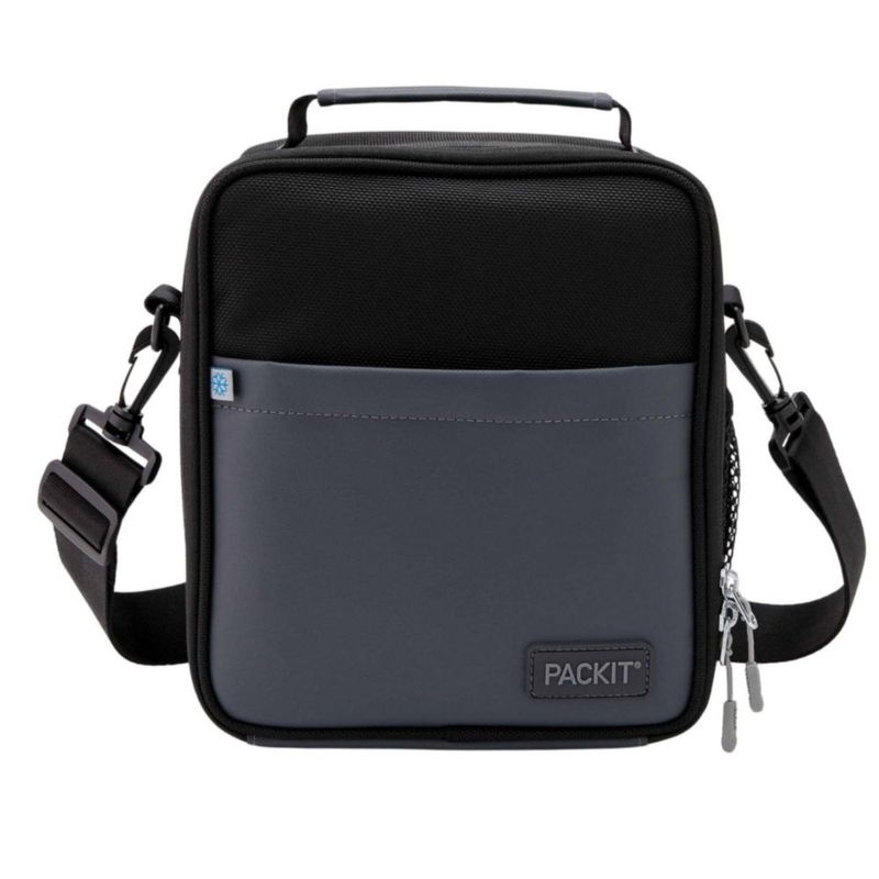 Lonchera PackIt 21x15x23 cm Negro/Gris con Correa Cruzada