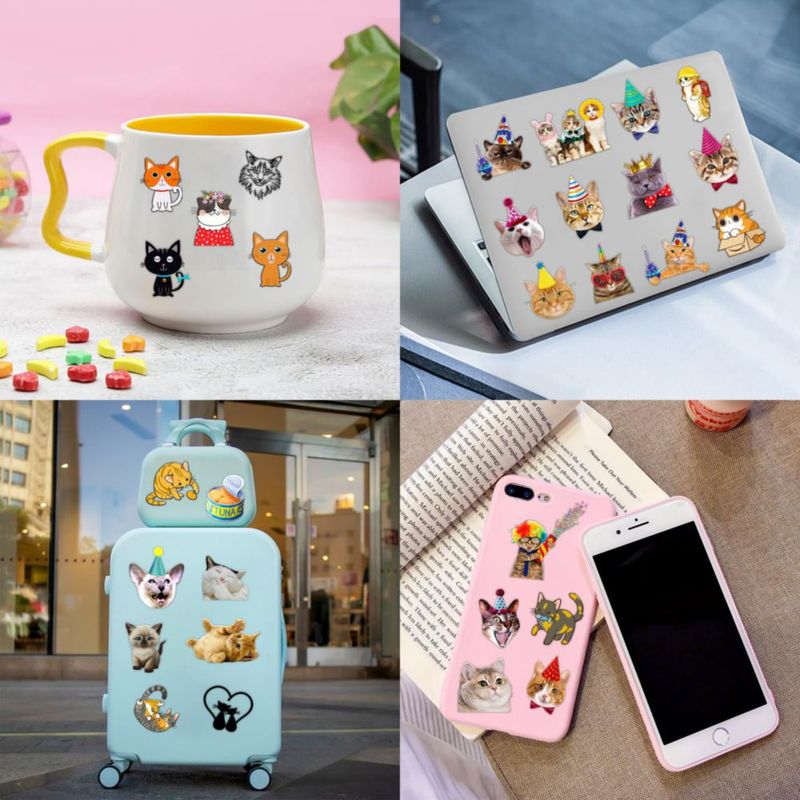 Tatuajes Temporales de Gato 96 uds Pre‑cortados para Fiesta Infantil