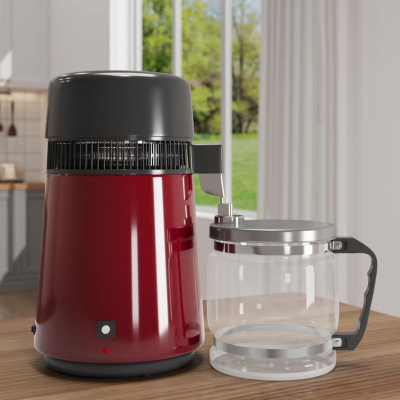 Destilador de Agua GarveeHome 4 L Acero Inoxidable Rojo