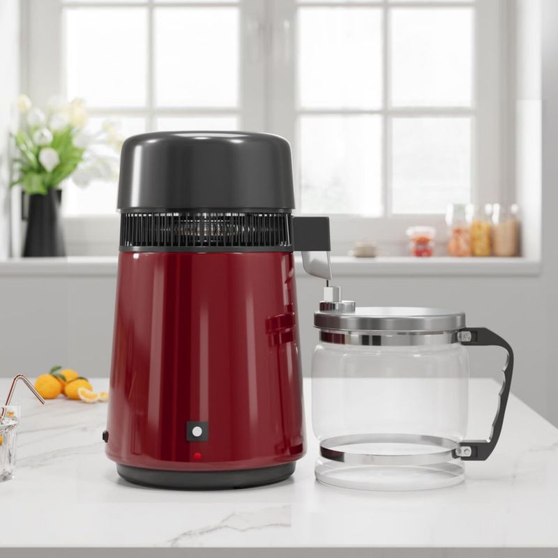Destilador de Agua GarveeHome 4 L Acero Inoxidable Rojo