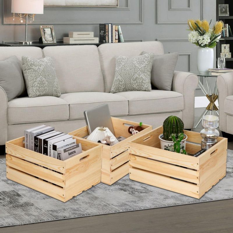 Caja de madera WEASATRY 43x33x22 cm de pino sin acabado