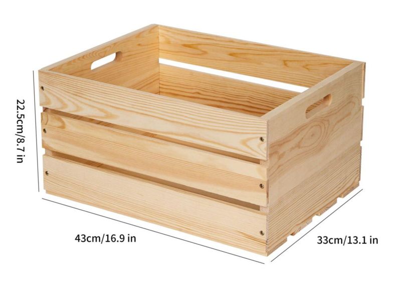 Caja de madera WEASATRY 43x33x22 cm de pino sin acabado