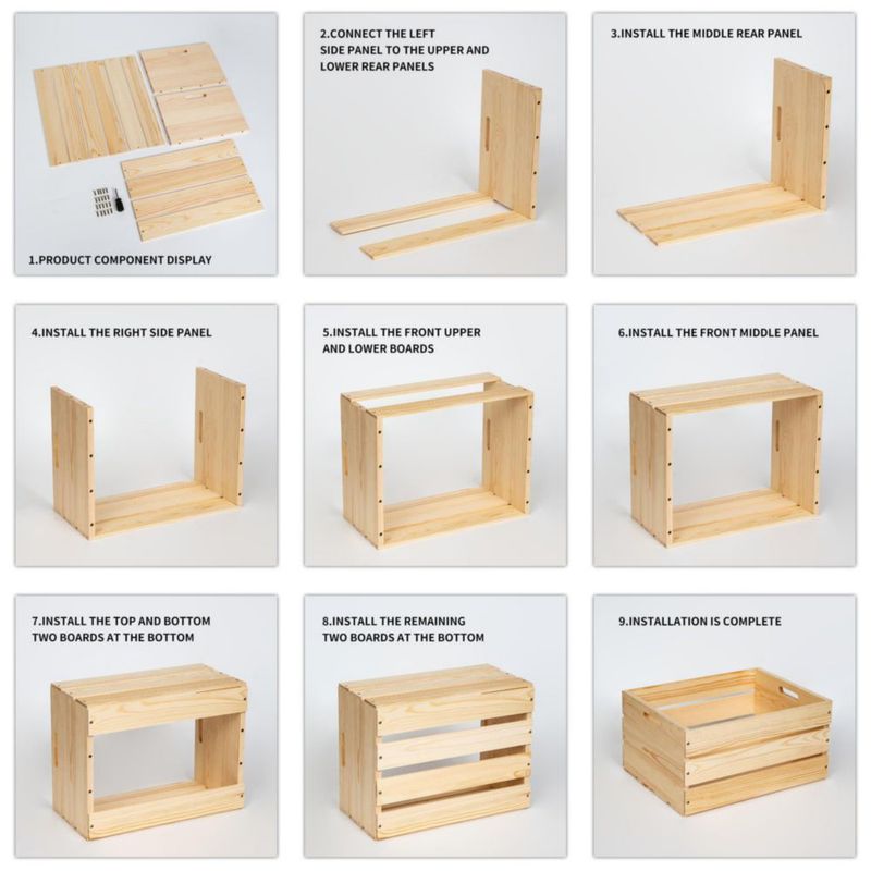 Caja de madera WEASATRY 43x33x22 cm de pino sin acabado
