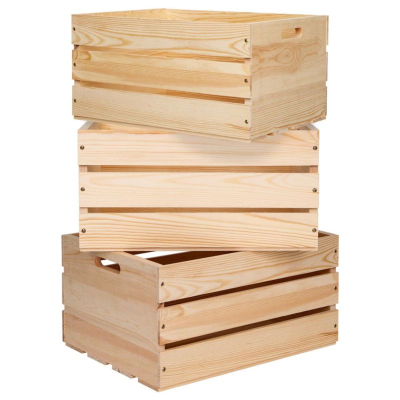 Caja de madera WEASATRY 43x33x22 cm de pino sin acabado