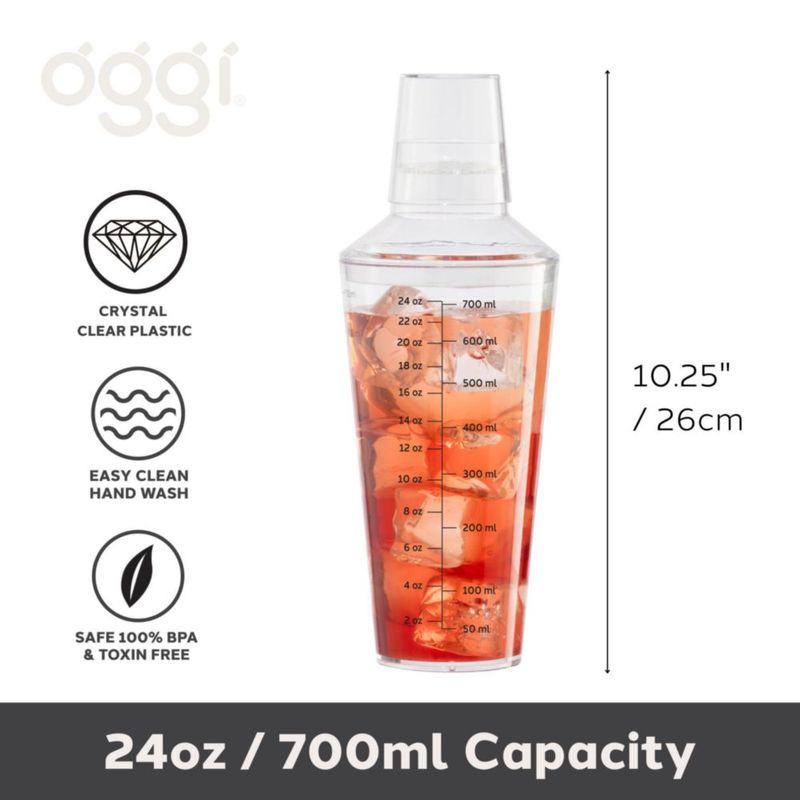 Coctelera Oggi 700 ml de plástico transparente con colador