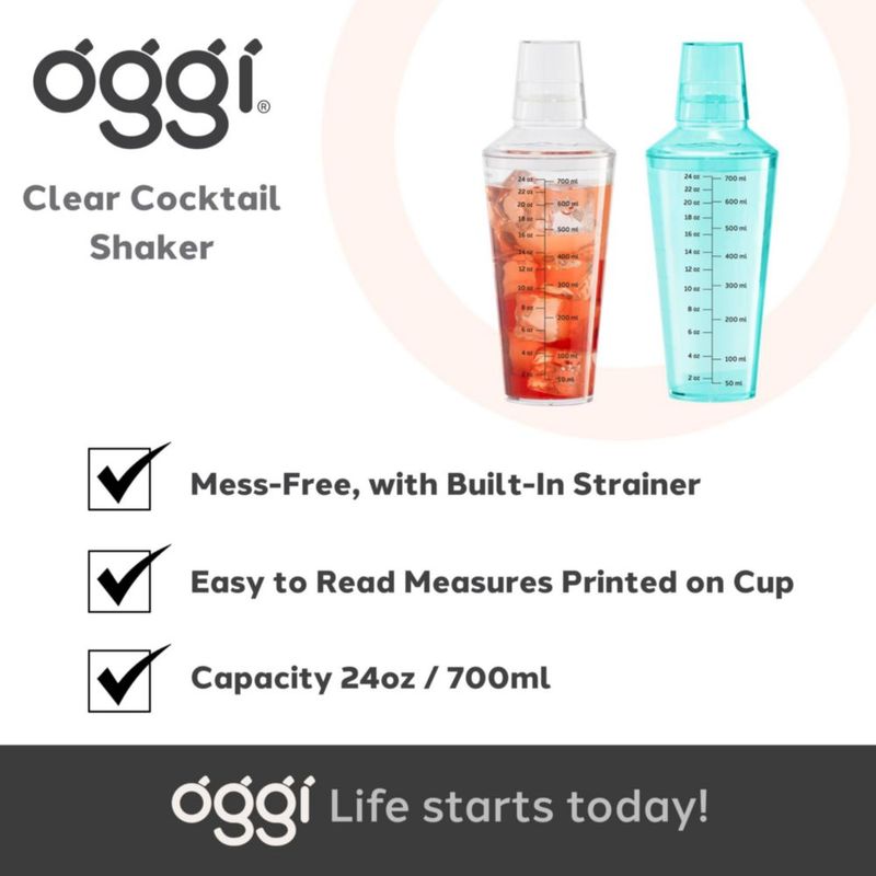 Coctelera Oggi 700 ml de plástico transparente con colador