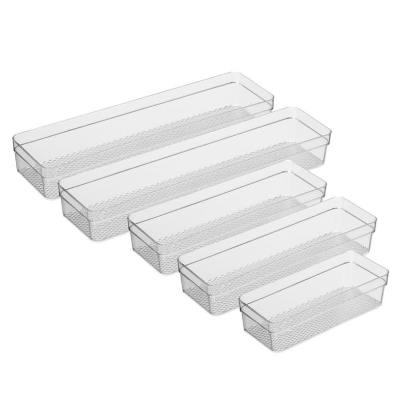 Organizadores de cajones Oggi 5 pzas transparentes 6 × 15 cm 95 × 24 cm 125 × 32 cm