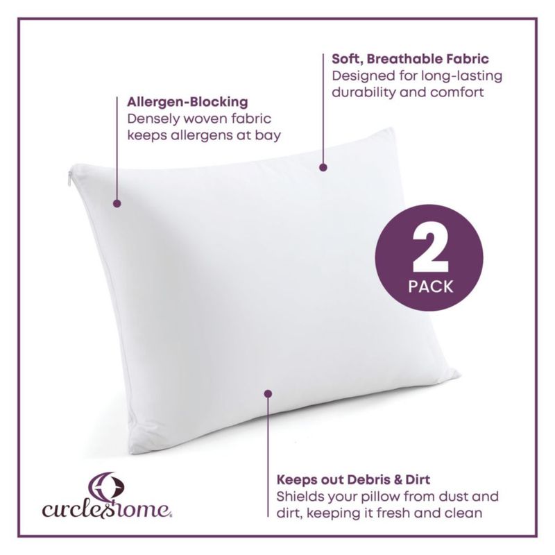Protectores de almohada CIRCLESHOME 2 unidades 51 × 66 cm con cremallera