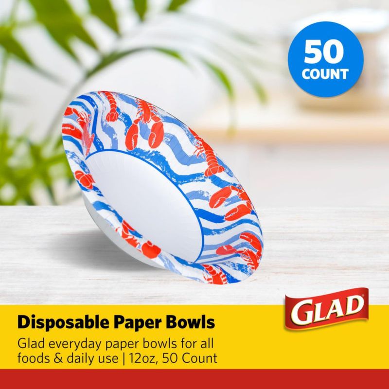Tazones de papel Glad 354 ml 50 unidades Olas de Langosta