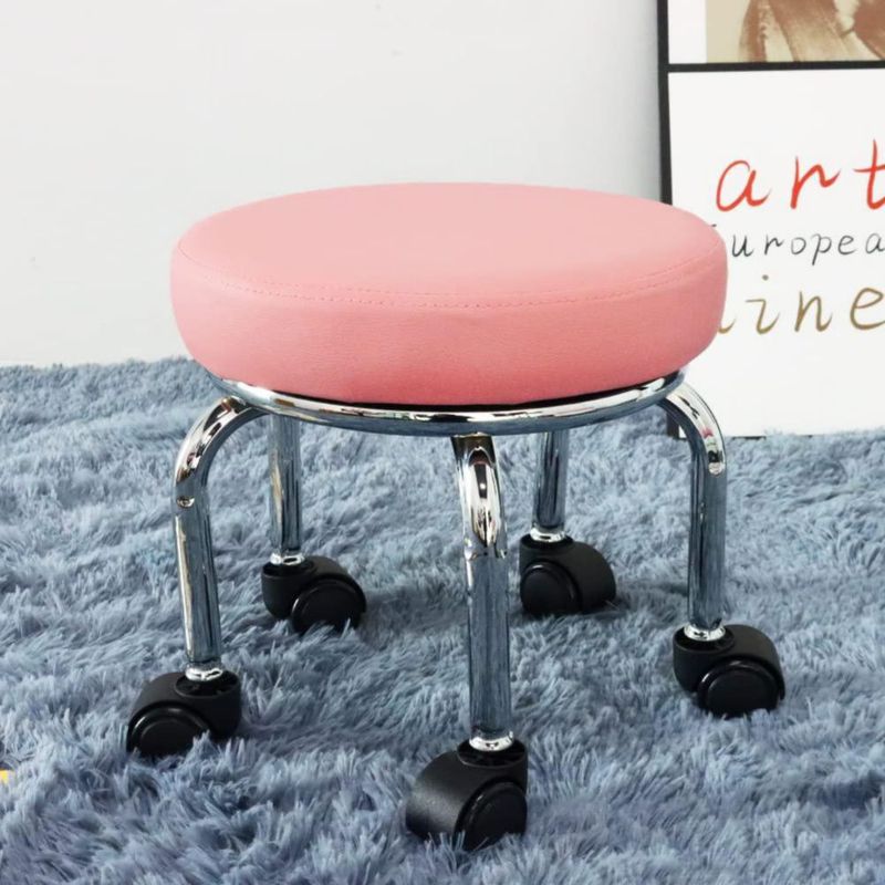 Taburete giratorio WKWKER 31 cm rosa giro 360° cuero PU