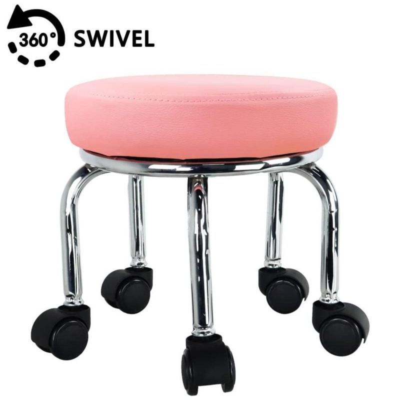 Taburete giratorio WKWKER 31 cm rosa giro 360° cuero PU
