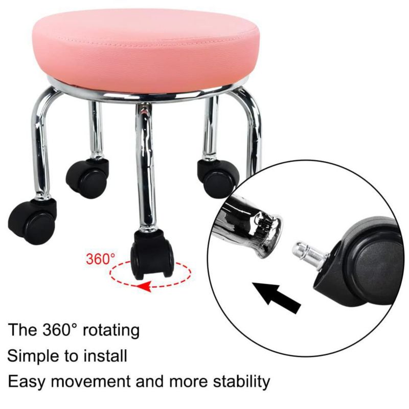 Taburete giratorio WKWKER 31 cm rosa giro 360° cuero PU