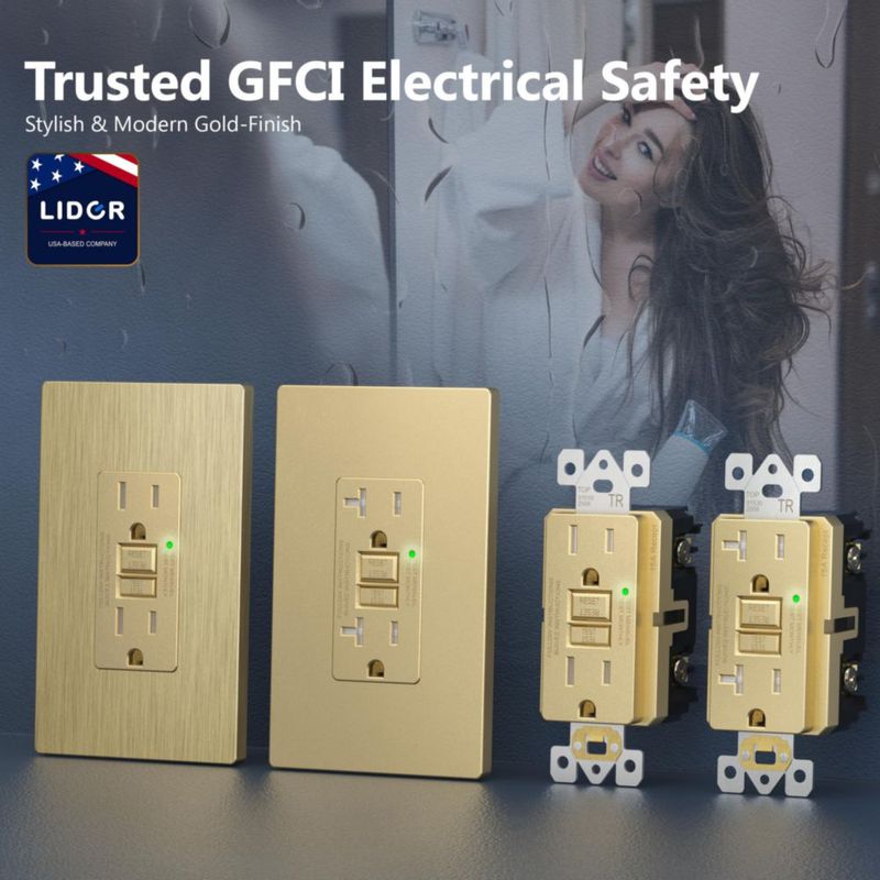 Enchufe GFCI LIDER 20 A Acabado Dorado Mate Certificado ETL