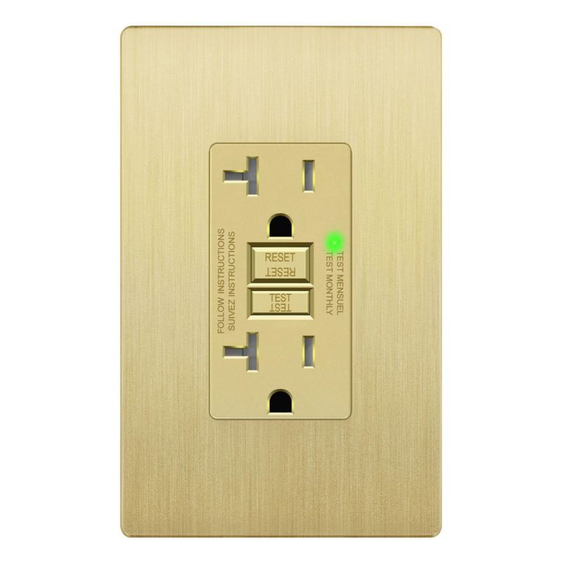 Enchufe GFCI LIDER 20 A Acabado Dorado Mate Certificado ETL