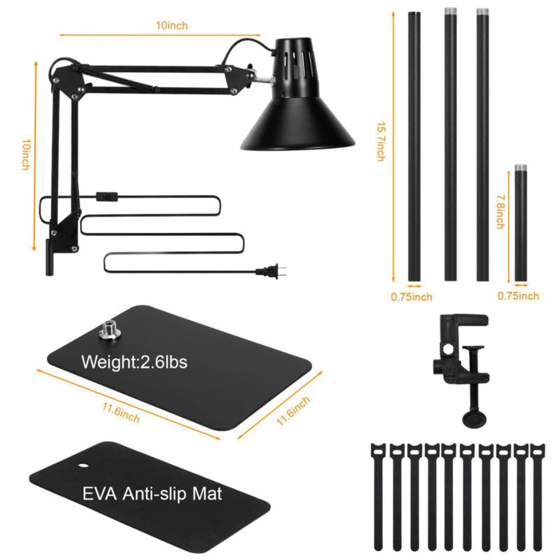 Lámpara de calor DXOVEEN 175‑74 cm Soporte ajustable E26/E27