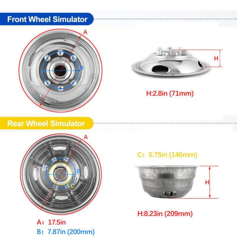 Simuladores de Llantas Kucaruce 43 cm 8‑pernos para Ford F350