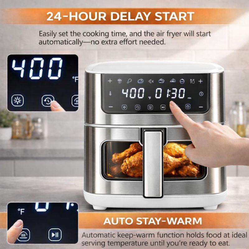 Freidora de Aire Simple Deluxe 8 en 1 63 L Digital Blanca 1700 W