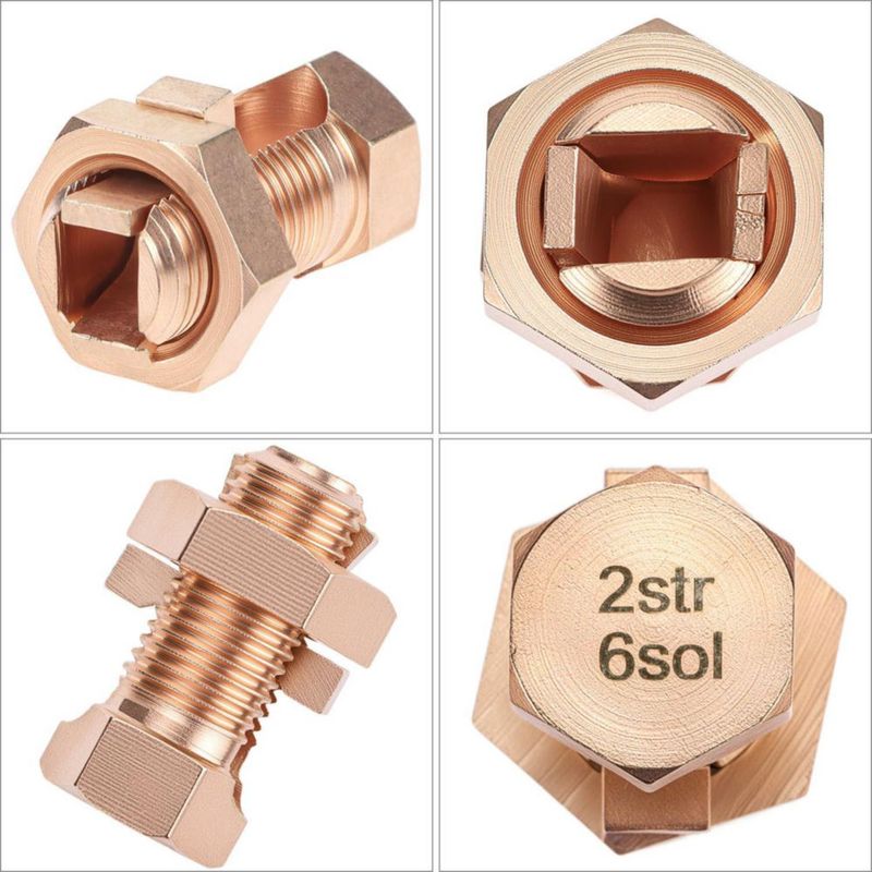 Conectores de perno dividido QWORK 2-6 AWG (10 unidades) de cobre