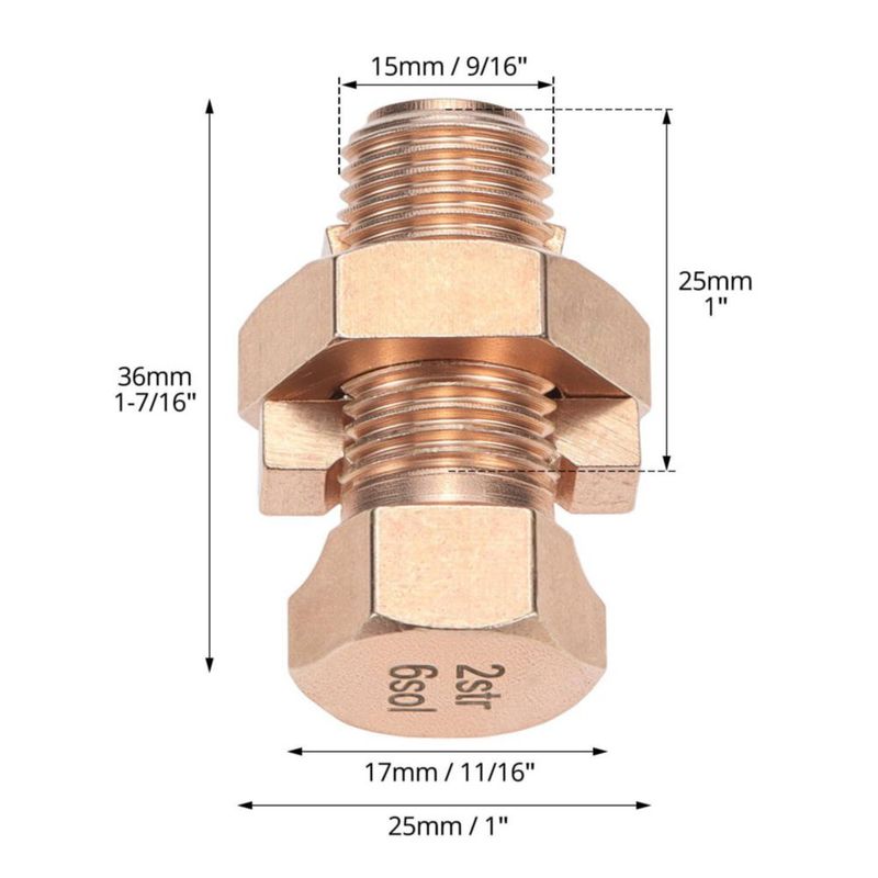 Conectores de perno dividido QWORK 2-6 AWG (10 unidades) de cobre