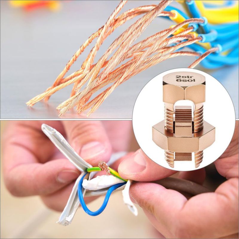 Conectores de perno dividido QWORK 2-6 AWG (10 unidades) de cobre
