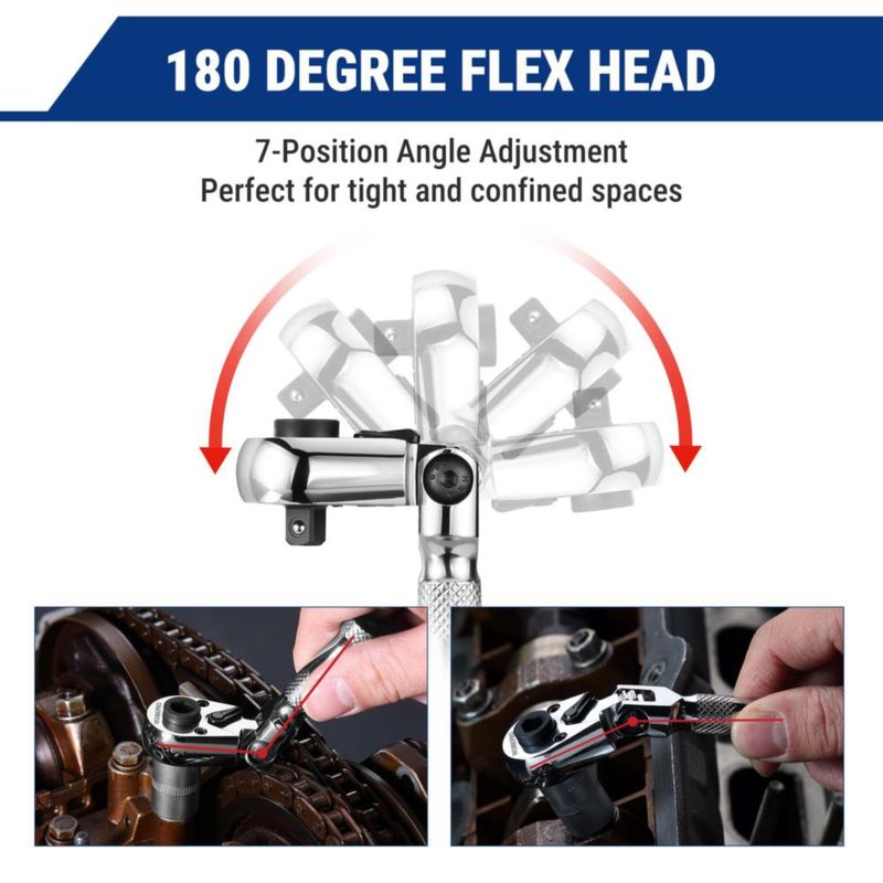 Llave de carraca corta 1/4" reversible WORKPRO