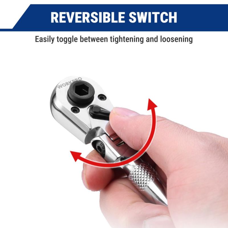Llave de carraca corta 1/4" reversible WORKPRO