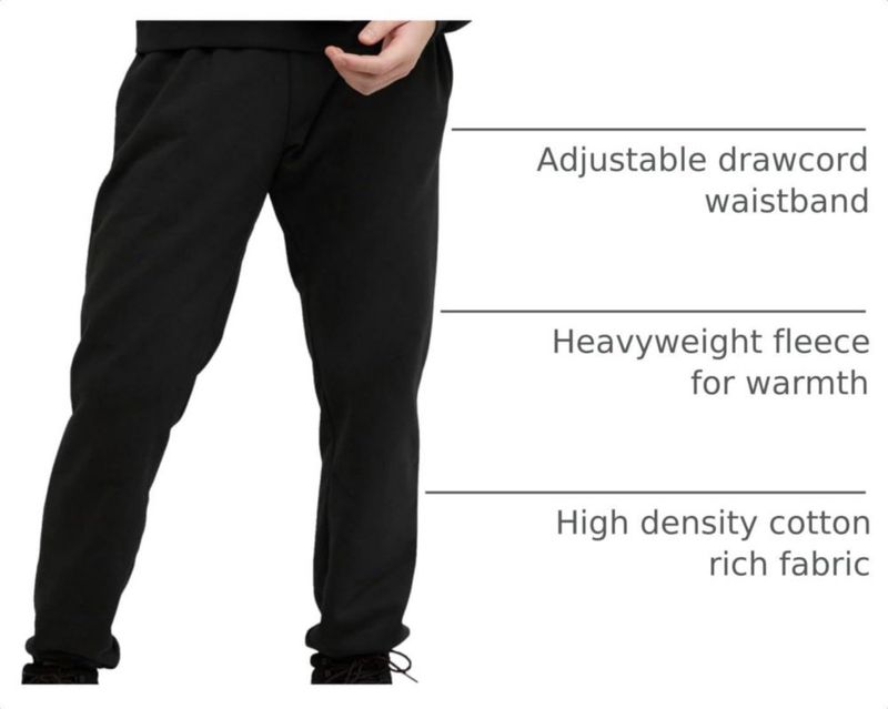 Pantalones Hanes XL Negro de Forro Polar de Algodón