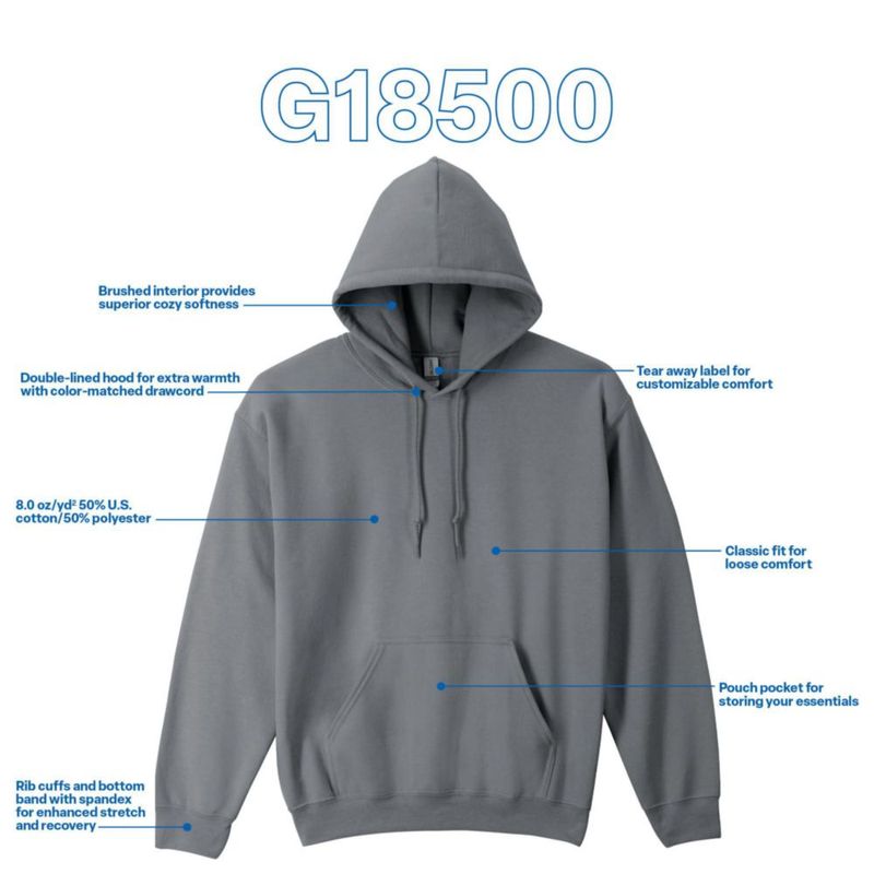 Sudadera con capucha Gildan G18500 color carbón talla Grande (1 unidad)